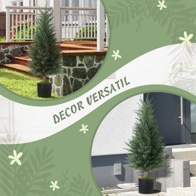 Outsunny Set 2 Plante Artificiale de Chiparos cu 362 Frunze și Ghiveci cu Ciment și Mușchi, Plante Rezistente la UV, Ø40x90 cm, Verde | Aosom Romania