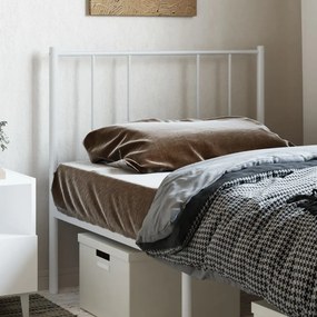 352558 vidaXL Tăblie de pat metalică, alb, 100 cm