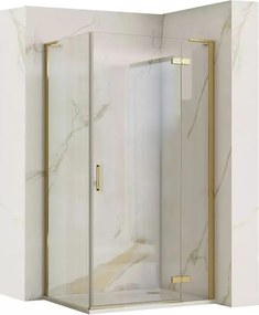 Cabina de dus dreptunghiulara Rea Hugo cu usa batanta 100x80 cm auriu periat