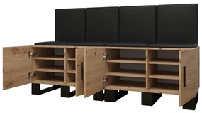 Set mobilier pentru hol Amanda 20 (Stejar artisan + piele ecologică Negru). 1086036