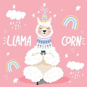 Ilustrație Cute cartoon alpaca with a unicorn, Iryna Reshetniak