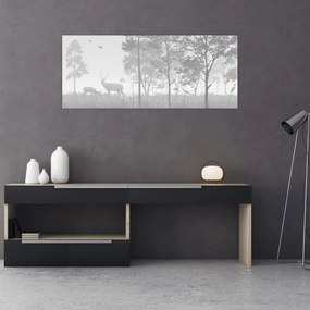 Tablou - Pajiște cu cerbi (120x50 cm)