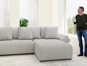 Colțar extensibil dumonde cu ladă de depozitare si sezut confortabil din spuma high-density, Berlin U Euphoria Dove 380x180 cm