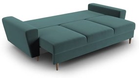 Canapea petrol extensibilă, cu spațiu de depozitare cu tapițerie din catifea 235 cm Kyoto – Cosmopolitan Design