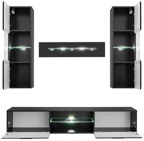 Zondo Mobilier living Bolivar 4 (Negru + folie lucioasă). 1054026