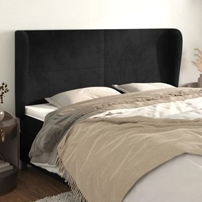 3117738 vidaXL Tăblie de pat cu aripioare, negru, 183x23x118/128 cm, catifea