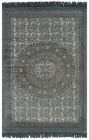 vidaXL Covor kilim, gri, 120 x 180 cm, bumbac, cu model