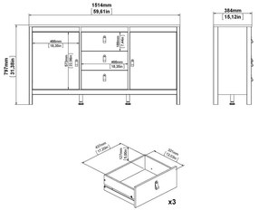 Comodă grej 152x80x38 cm Madrid – Tvilum