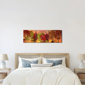 Tablou - Copaci colorate (cu ceas) (90x30 cm)