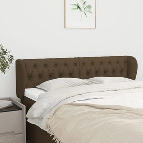 vidaXL Tăblie de pat cu aripioare maro închis 163x23x78/88 cm textil