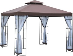 Outsunny Pavilion de grădină cu plasă antimuște și pereți laterali, cort pentru petreceri cu acoperiș dublu, cort de grădină 2,97x2,97m | Aosom Romania