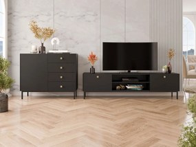 Set mobilier living Probazzo I (Negru + auriu) . 1105971