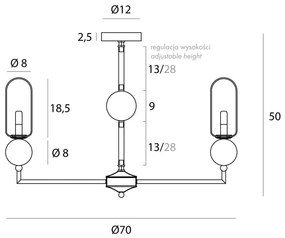 Candelabru modern cu 7 brate Nova Gold