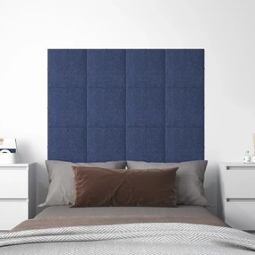 Panouri de perete 12 buc. albastru 30x30 cm textil 1,08 m   12, Albastru, 30 x 30 cm