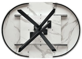 Masa rotunda extensibila Lila, blat Alb Marmorat Ø 120 cm
