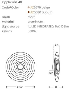 Aplica LED lumina ambientala RIPPLE 40cm, maro rosiatic