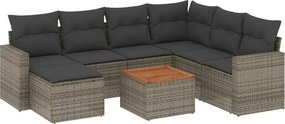 vidaXL Set canapele de grădină cu perne, 8 piese, gri, poliratan