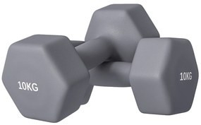 SPORTNOW Set de 2 Greutăți Hexagonale, Gantere cu Prindere Antiderapantă pentru Antrenament de Fitness Acasă, 28x10x10 cm, Gri | Aosom Romania