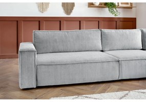 Colțar gri deschis cu tapițerie din catifea reiată (cu colț pe partea dreaptă) Nihad modular – Bobochic Paris