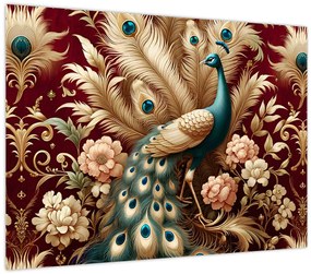 Tablou pe sticlă – Păun elegant (70x50 cm)