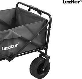 Cărucior de plajă pliabil de grădină premium cu masă gri