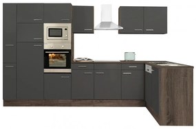 Mobilă de bucătărie de colț Yorki 370, corp din stejar Yorki, cu față antracit satinat