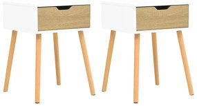326806 vidaXL Noptiere, 2 buc, alb/stejar sonoma, 40x40x56 cm, lemn prelucrat