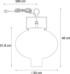 Lampă pendant inteligentă pentru exterior albă 35cm cu ștecher roșu inclusiv Wifi A60 - Pion