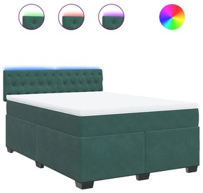 3288663 vidaXL Pat box spring cu saltea, verde închis, 160x200 cm, catifea