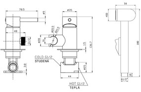 Baterie de bideu cu duș pentru instalare ascunsă Aqualine negru mat