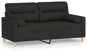 3152987 vidaXL Canapea cu 2 locuri cu perne&pernuțe negru 140 cm textil