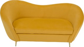 Canapea cu 2 locuri de design, ţesătură Velvet galbenă/gold crom auriu, EZIO TYP 2