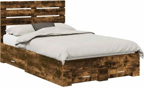 vidaXL Cadru de pat cu sertar cu headboard cu depozitare Lemn compozit