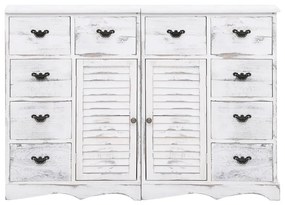 284179 vidaXL Servantă cu 10 sertare, alb, 113 x 30 x 79 cm, lemn