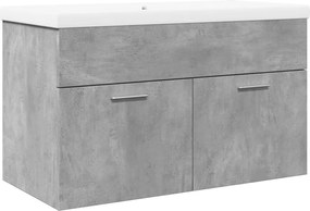 vidaXL Dulap pentru chiuvetă de baie, lavoar încorporat, gri beton
