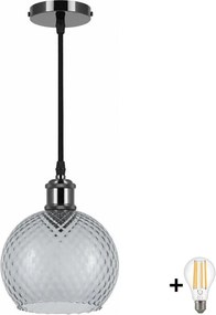 BRILAGI -LED Lampă suspendată pe cablu RETRO GLASS 1xE27/60W/230V Ø 18 cm negru/gri fumuriu