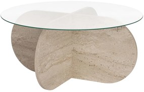 Măsuță cafea Aorte (travertin + sticlă). 1127454