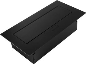 Priză încorporabilă în blat GTV, 2 prize Schuko, USB A + C, negru, 265 x130 mm L:265 mm; l:130 mm; H:110 mm, Aluminiu/ plastic, Negru