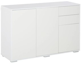 Dulap Multiuz pentru Sufragerie, Bucatarie, Birou, 2 Sertare si 2 Compartimente cu usa cu Deschidere prin apasare, Alb 117x36x74cm HOMCOM | Aosom RO