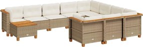vidaXL Set canapele de grădină cu perne, 11 piese, bej, poliratan