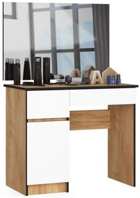 Masă de toaletă Parijat (Stejar craft + Alb) (cu oglindă) (S). 1070923