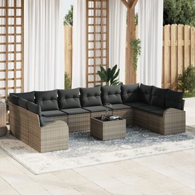 vidaXL Set canapele grădină 10 piese cu perne ratan poliester negru