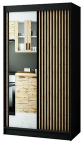 Dulap de haine 120 cm Ladonna 2 (negru mat) (cu oglindă). 1045687
