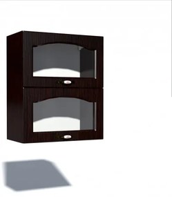 Corp superior vitrina 60 cu 2 usi orizontale Zebra MDF mustata wenge
