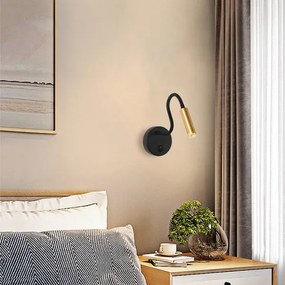 Lampă LED flexibilă de perete Brilagi MAYA LED/3W/230V 4000K negru/auriu