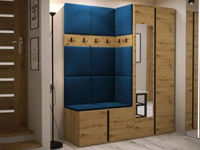 Mobilier hol Tovenaz XII (Stejar artisan + Negru + albastru) (cu oglindă). 1104814