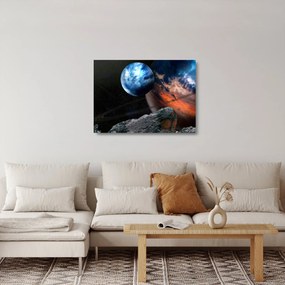 Tablou pe sticlă planetei în cosmos (70x50 cm)