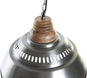 Lustră suspendată din metal și lemn de mango, argintiu și maro, finisaj patinat, 31 x 43 cm, „Verdun”