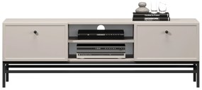 Comodă TV Lorini 150 cm cu sertare - culoare cașmir / mânere și cadru negre