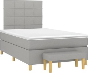 vidaXL Pat box spring cu saltea, gri deschis, 120x190 cm, textil